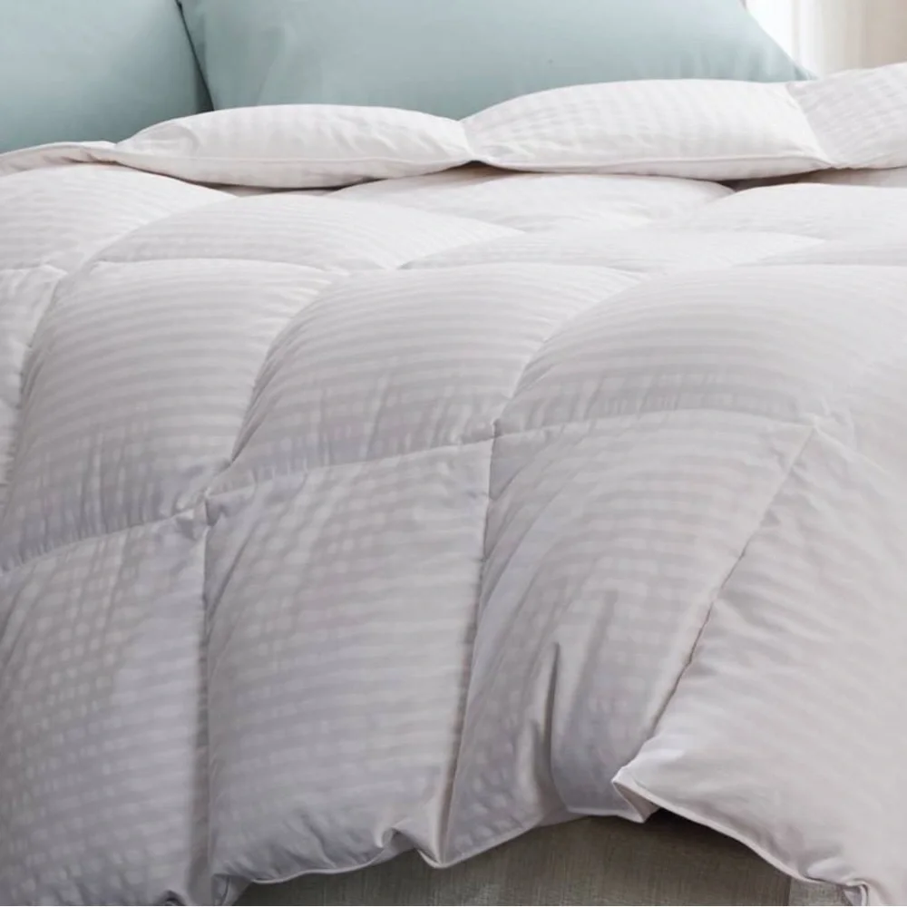 Cuddledown Luxurious White Damask Stripe 100% Down Comforter